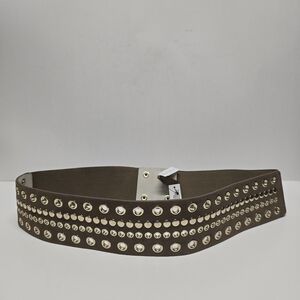 WHBM Studded Tan Leather Suede Stretch Waist Belt Women's L NWT